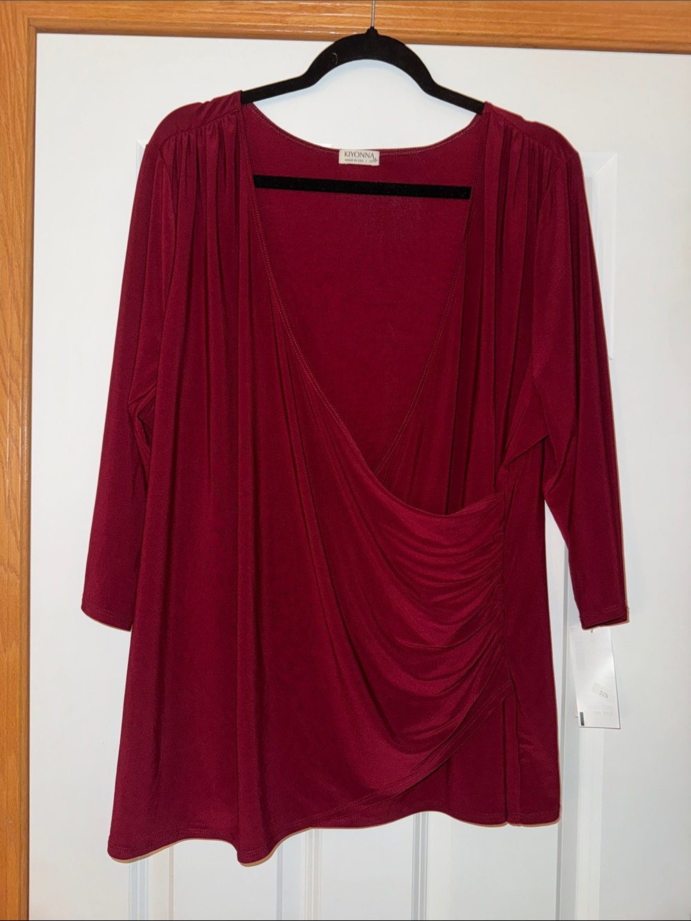 NWT Kiyonna Wine Draped faux wrap Surplice Tunic size 2x